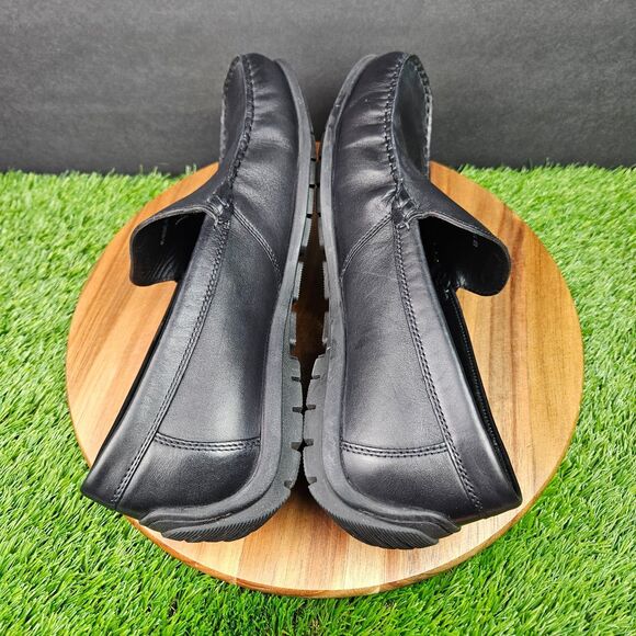 Ecco Mens Classic Moc Loafers Size 44 10 Black Leather Moc Driving Shoes Slip On main image 5